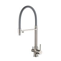 Смеситель для кухни с гибким изливом и подключением фильтра GAPPO G4399-5, сатин