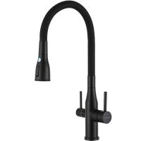 Смеситель для кухни с гибким изливом и подключением фильтра GAPPO G4399-66, черный