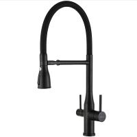 Смеситель для кухни с гибким изливом и подключением фильтра GAPPO G4399-76, черный