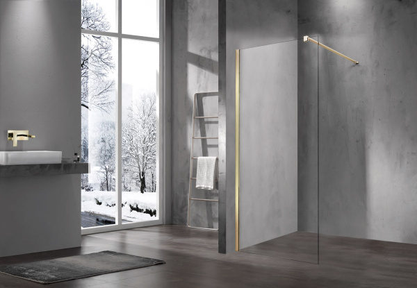 Душевая перегородка Vincea Walk-In VSW-1H600CLG, 600*2000, матовый золотой, стекло прозрачное