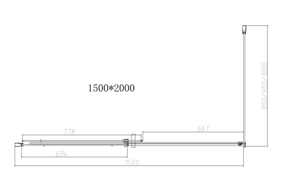 Душевой уголок Vincea Dice VSR-4D1015CLB, 1500*1000, черный, стекло Прозрачный