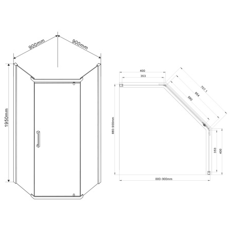 Душевой уголок Vincea Stresa VSP-1S900CLB, 900*900, черный, стекло Прозрачный