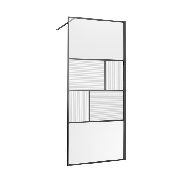 Душевая перегородка Vincea Walk-In VSW-1HC800CFGM, 800*2000, вороненая сталь, стекло прозрачное/рифленое