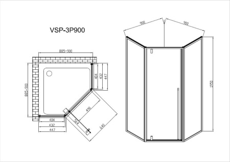 Душевой уголок Vincea Penta VSP-3P900CL, 900*900, хром, стекло Прозрачный