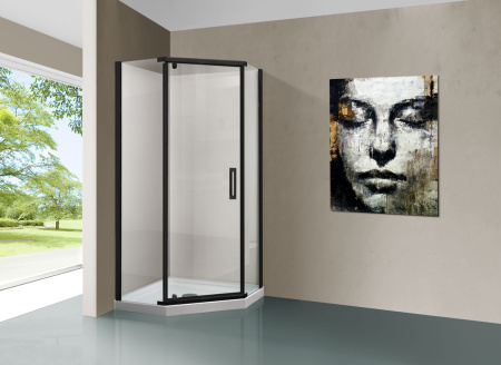 Душевой уголок Vincea Stresa VSP-1S900CLB, 900*900, черный, стекло Прозрачный