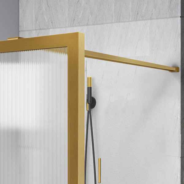 Душевая перегородка Vincea Walk-In VSW-1HP800FLBG, 800*2000, брашированное золото, стекло рифленое