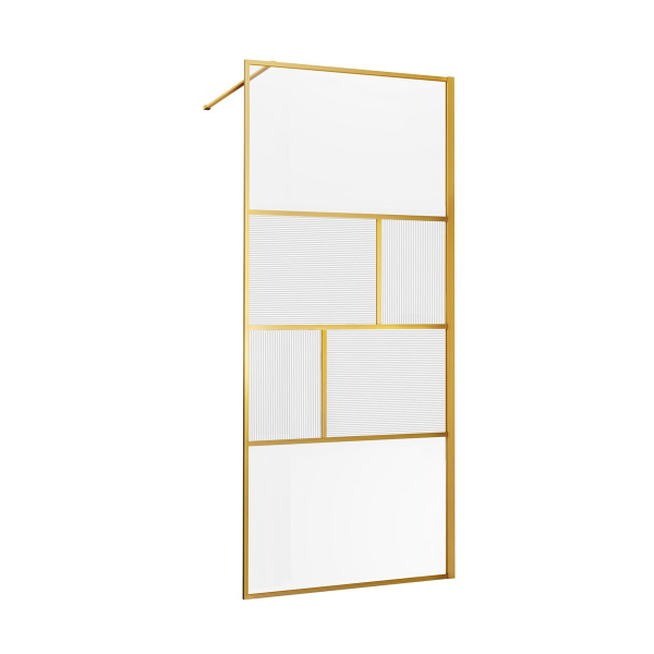 Душевая перегородка Vincea Walk-In VSW-1HC120CFBG, 1200*2000, браш. золото, стекло прозрачное/рифленое