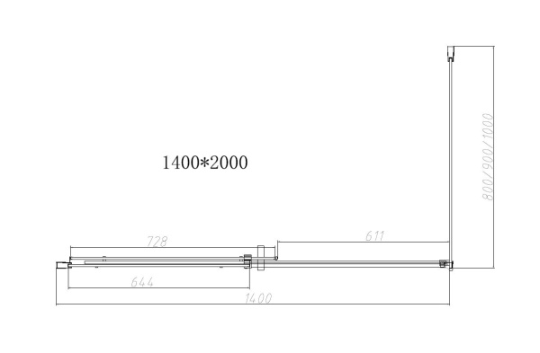 Душевой уголок Vincea Dice VSR-4D8014CLB, 1400*800, черный, стекло Прозрачный