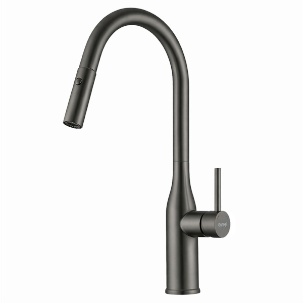 Смеситель для кухни с выдвижным изливом и режимом душ GAPPO G4398-41, оружейная сталь