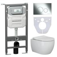 Сет 4 в 1: Инсталляция с кнопкой+унитаз+шумоизоляция Ceramicanova, CN3001_1001CH_1000
