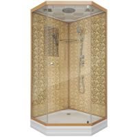 Душевая кабина Niagara Luxe NG-7701DG (90x90х210) низкий поддон(15см),дверь распашная,стенки золото,3 места
