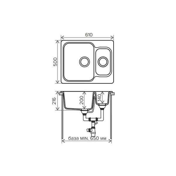 Кухонная мойка Polygran F-09 50x61 хлопок