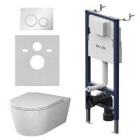 IS90101.8F1701 Инсталляция с клавишей PrimeFit L, бел глянц, с подвесным унитазом Func 54 FlashClean с сиденьем м/ли
