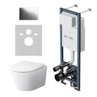 IS110151.741701 ErgoFit Инсталляция с клавишей L глянц хром с подвесным унитазом Sense FlashClean с сиденьем
