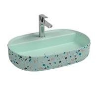 Раковина накладная ISVEA Infinity 60 см. цвет мятно-зеленый матовый Terrazzo 10NF65060SV-2T-TRZ