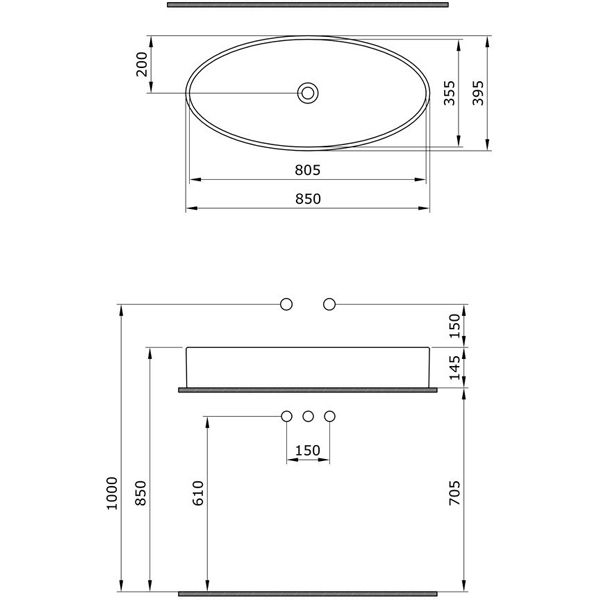 Умывальник-чаша Bocchi Vessel 1014-001-0125 85x39,5 см