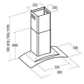Кухонная вытяжка Cata C-900 GLASS INOX H