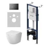 IS90138.801900 Инсталляция PrimeFit с клавишей L черный мат с подвесным унитазом Like Aquaspin с сиденьем м/лиф