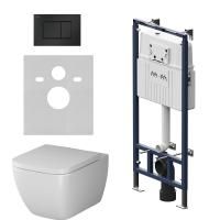 IS100238.901701 Инсталляция MasterFit с клавишей S черн мат с подвесным унитазом  Gem FlashClean с сиденьем м