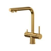 Смеситель Reflexion Lago RX9903GD для кухни с подключением к фильтру, брашированное золото