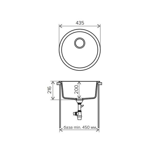 Кухонная мойка Tolero R-104 43.5x43.5 бежевый