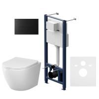 IS47038.801900 Инсталляция с клавишей Pro S черн мат с подвесным унитазом Like Aquaspin с сиденьем м/лиф