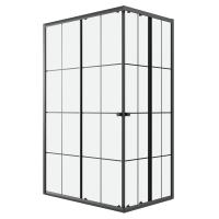 Душевое ограждение Niagara Eco NG-1012-14QKL (120х80х190) прямоугольник,черный,раздвижное,стекло клетка,1 место