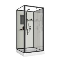 Душевая кабина Niagara Standart ST90/15Q/BL/BK (90х90х200) квадрат,поддон 15см,распашная,проф.черный,без крыши