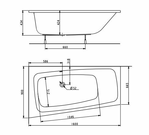 Акриловая ванна Kolo Split XWA1661000 160х90 левая