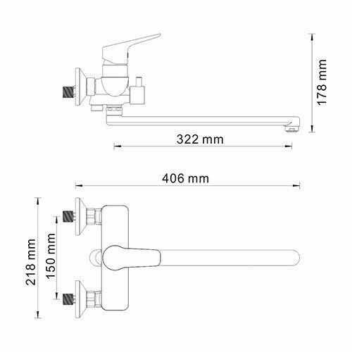 Смеситель для ванны с длинным изливом Wasserkraft Lippe 4502L