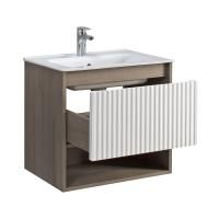 Тумба под умывальник Belux подвесная Долли 60-01 Белый глянцевый / Дуб Денвер