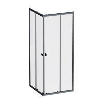 W87G-403-8080-BT Sunny Душевое ограждение AM.PM квадратное, раздвижн двери 80x80 черный,стекло прозрачное