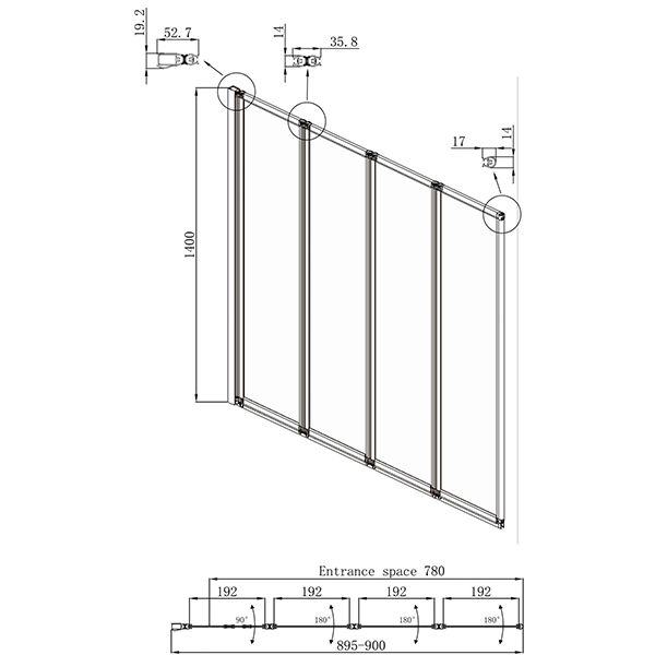 Шторка для ванны Ambassador Bath Screens 16041110L 90 см