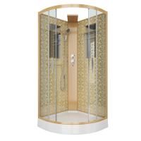 Душевая кабина Niagara Luxe NG-7715GBK (90x90х210) низкий поддон(15см),дверь раздвижная,стенки золото,без крыши,4 места