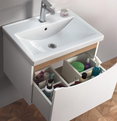 Тумба под умывальник Belux Берген НП 60-01 Белый глянцевый/Дуб сонома светлый