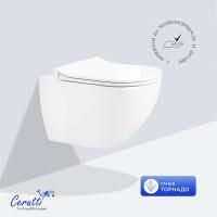 Унитаз подвесной Ceruttispa АМИЧИ (AMICI) Aria Tornado CT11388 безободковый (490х335х340)