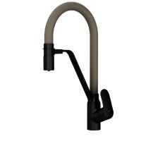 F8007826 Like, Смеситель для кухни AM.PM с каналом для питьевой воды и гибким изливом, черн., бежевый излив