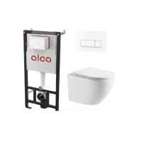 Комплект инсталляции AlcaPlast AM101/1120 + M570 c кнопкой и унитазом WeltWasser WW MERZBACH 043 GL-WT