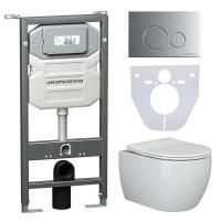 Сет 4 в 1: Инсталляция с кнопкой+унитаз+шумоизоляция Ceramicanova, CN3001_1001M_1000