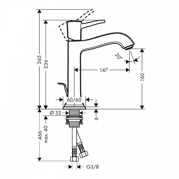 Смеситель для умывальника Hansgrohe Metropol 31302090