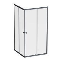 W87G-403-100100-BT Sunny Душевое ограждение AM.PM квадратное, раздвижн двери 100x100 черный,стекло прозрачн