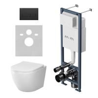 IS110338.801900 ErgoFit Инсталляция с клавишей M черн мат с подвесным унитазом Like Aquaspin с сиденьем м/лифт