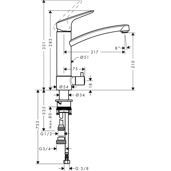 Смеситель для мойки Hansgrohe Logis 71834000