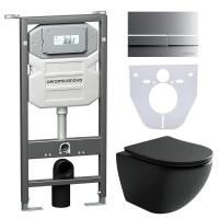 Сет 4 в 1: Инсталляция с кнопкой+унитаз+шумоизоляция Ceramicanova, CN4002MB_1002B_1000