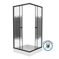 Душевой уголок Niagara Eco NG-010-14Q BLACK (100х100х195) низкий поддон(13см),черный,стекло мозаика ,