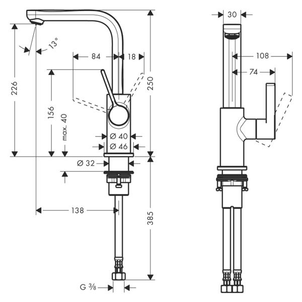 Смеситель для умывальника Hansgrohe Metris S 31161000