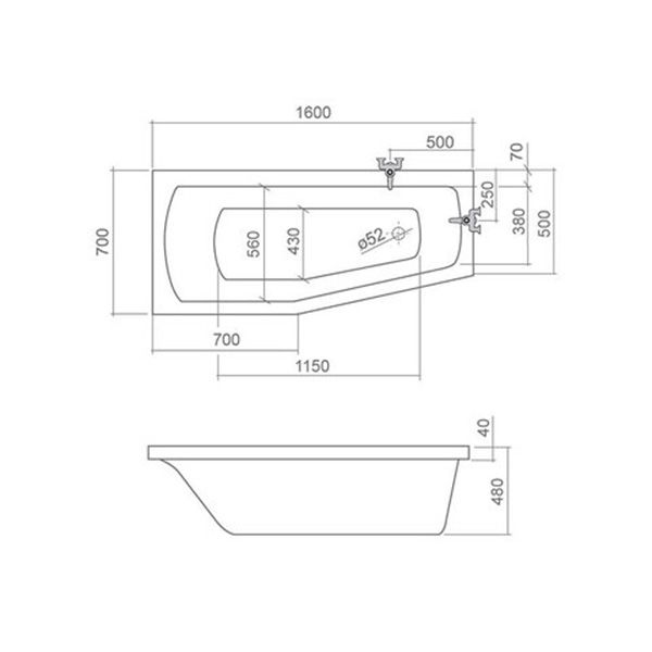 Акриловая ванна Roth Mini 160х70 L N-8000073