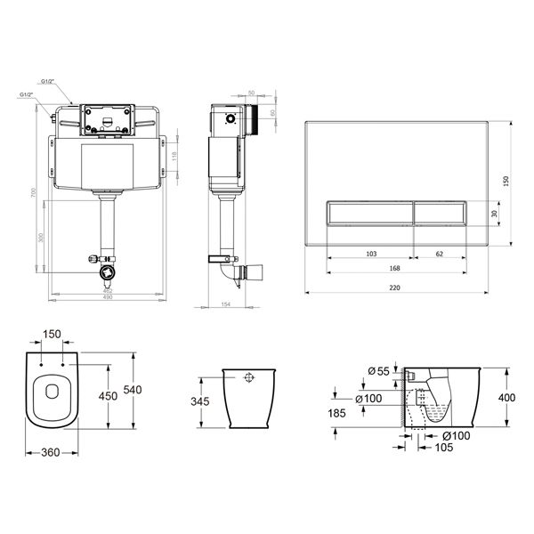 Комплект инсталляции и унитаза 4 в 1 Lavinia Boho Relfix Bell Pro 77060206