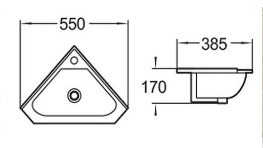 Раковина подвесная WeltWasser WW AISBACH 7012 GL-WT глянцевая белая 550х385х170 мм