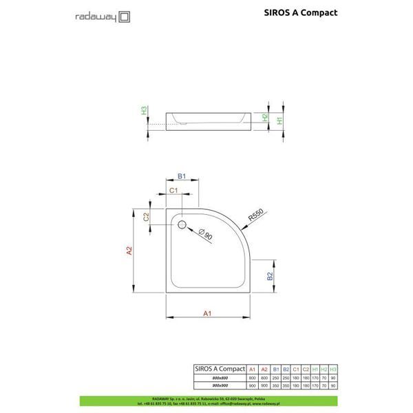 Душевой поддон Radaway Siros A Compact 90x90 SBA9917-2